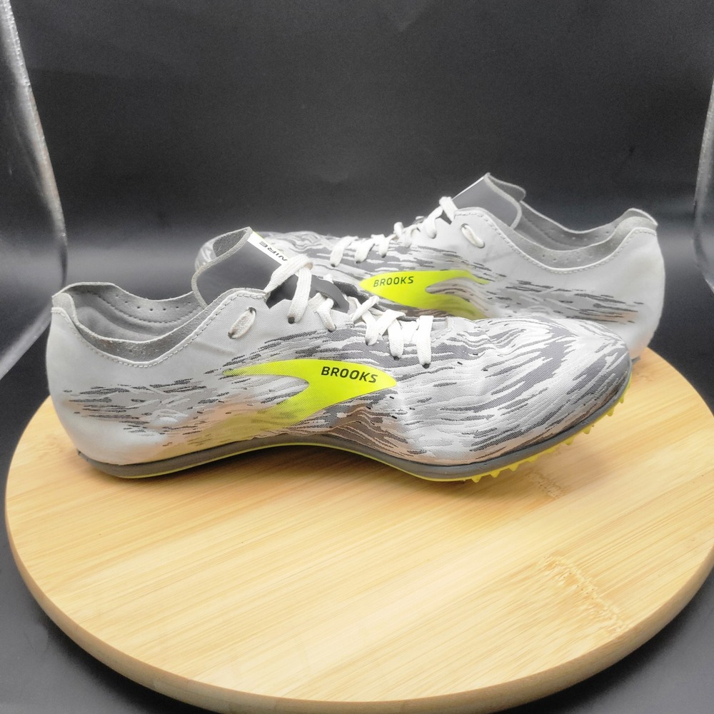 Brooks Wire 6 Mens Track Spikes Grey Neon Yellow 1000351D051 Sz 7.5 Racing Shoes - Picture 4 of 8